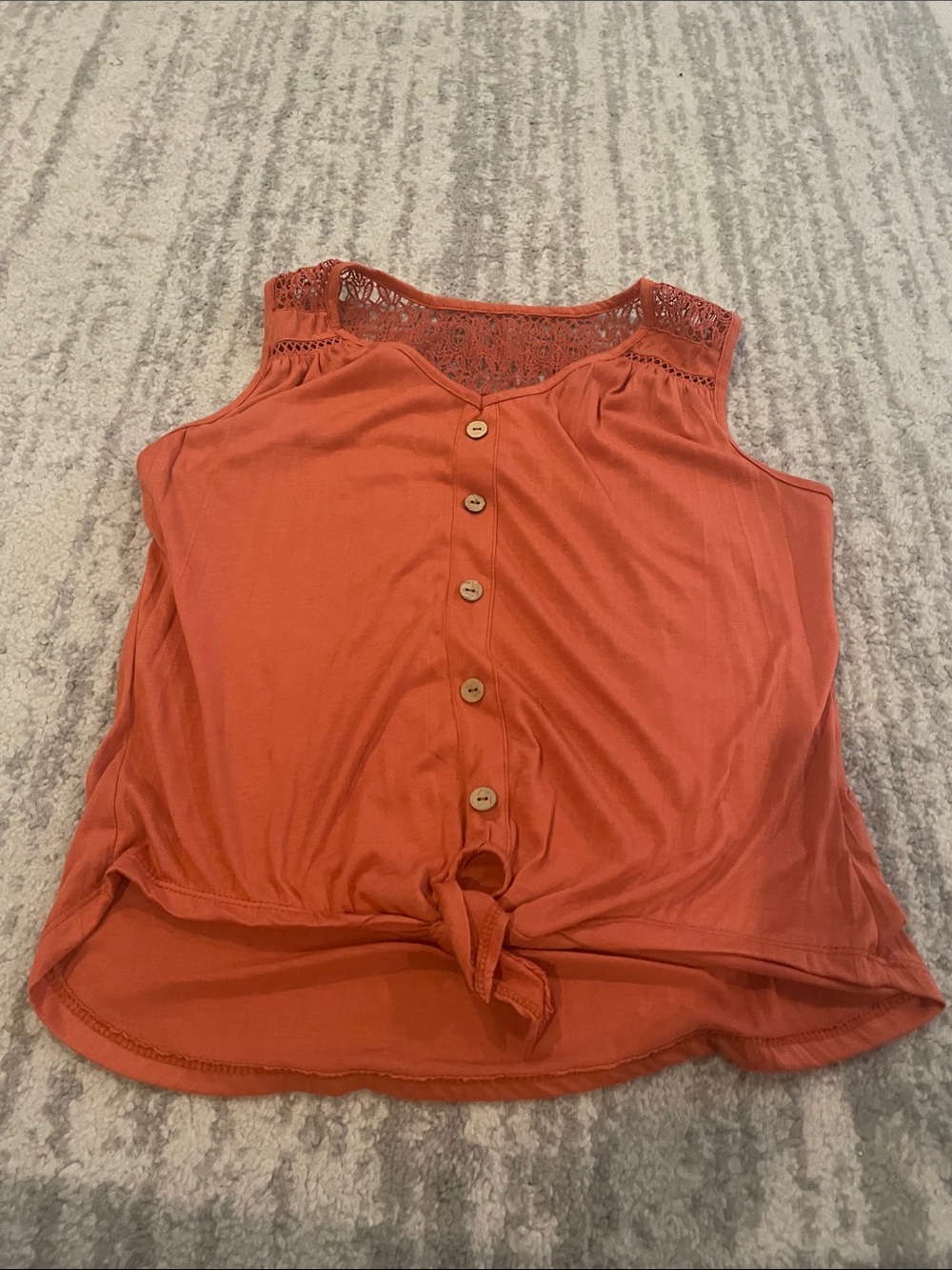 New York Laundry Sleeveless Button-Front Tank Top - Rust Orange